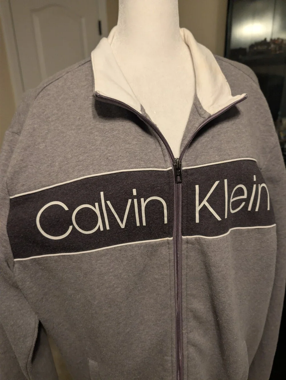 Calvin Klein Soft Touch Fleece Gray Zip-Up Jacket - Picture 7 of 14